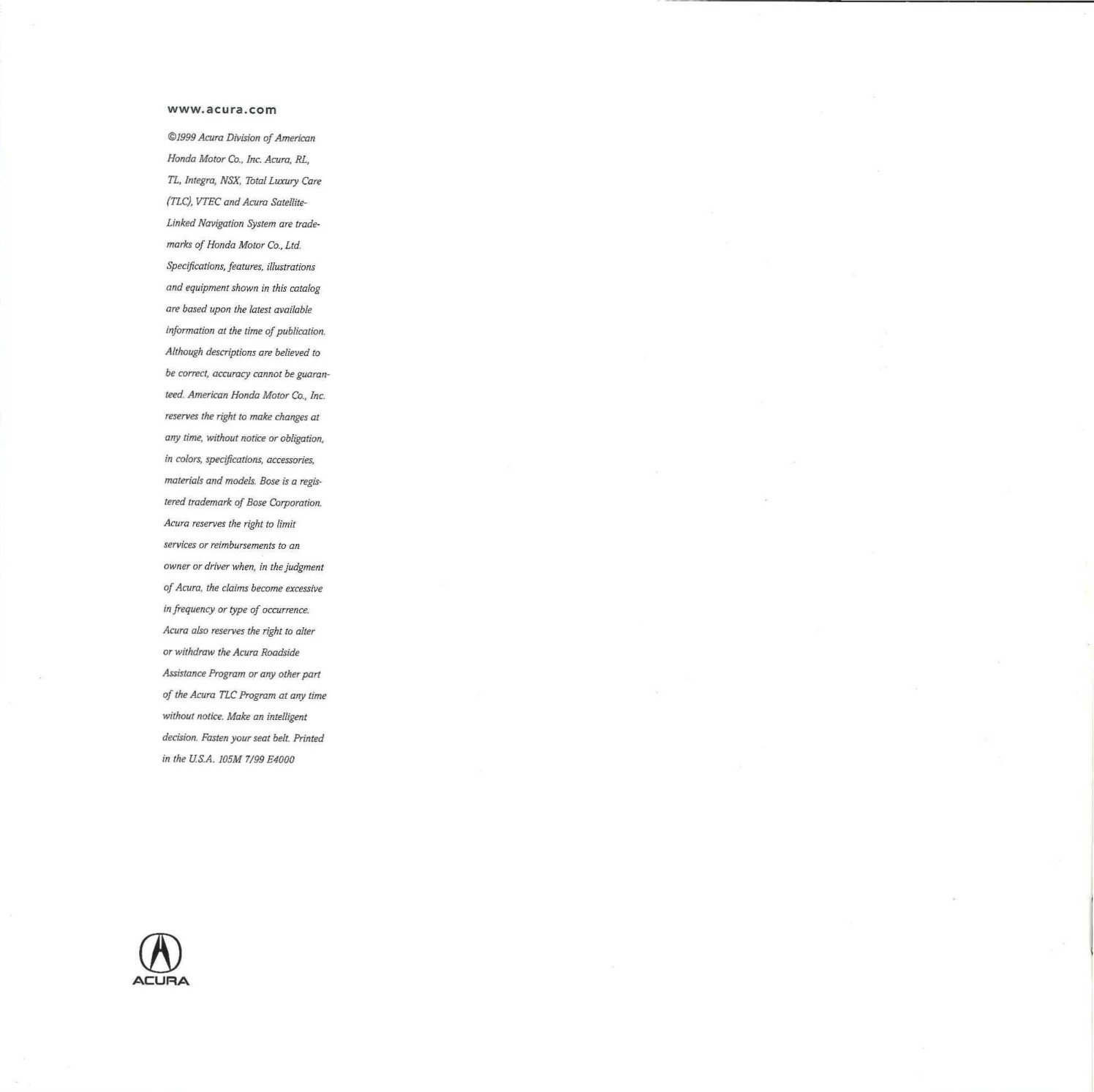 2000 Acura Brochure Page 11